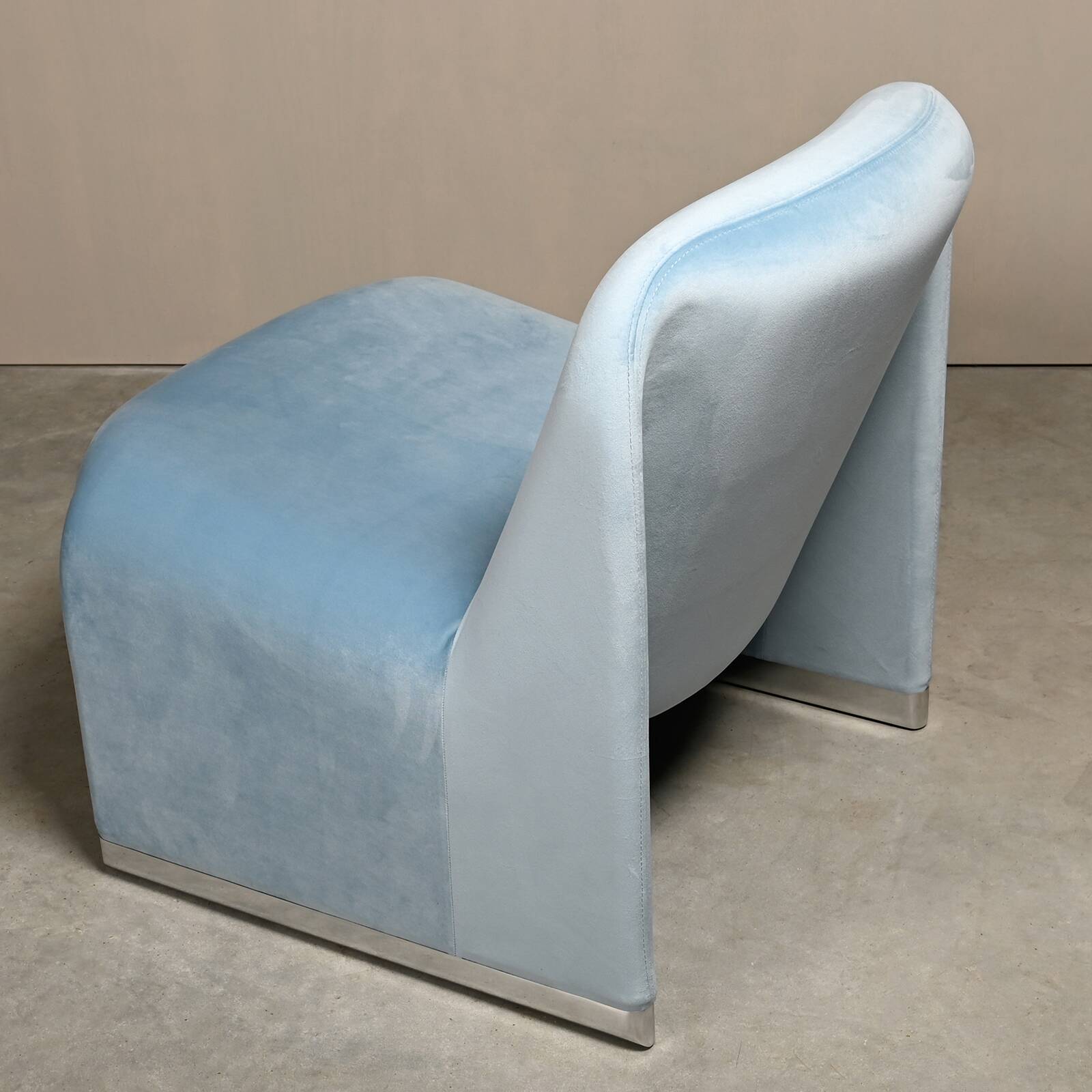 Giancarlo Piretti Alky Lounge Chair Sky Blue Velvet for Anonima Castelli