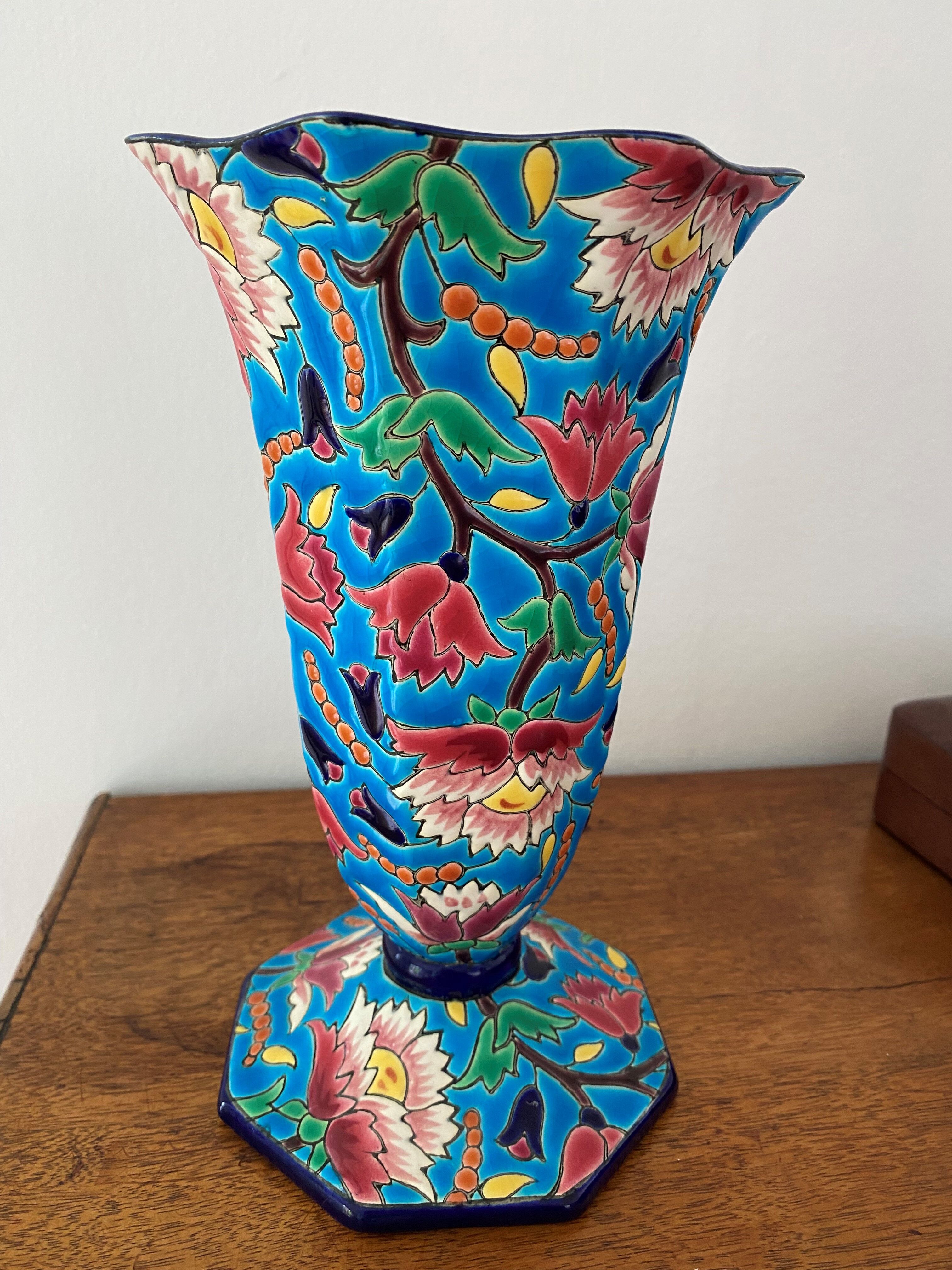 Vase en céramique émaillé Longwy