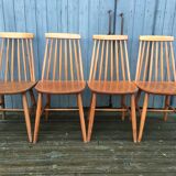Vintage Scandinavian blond beech chairs.