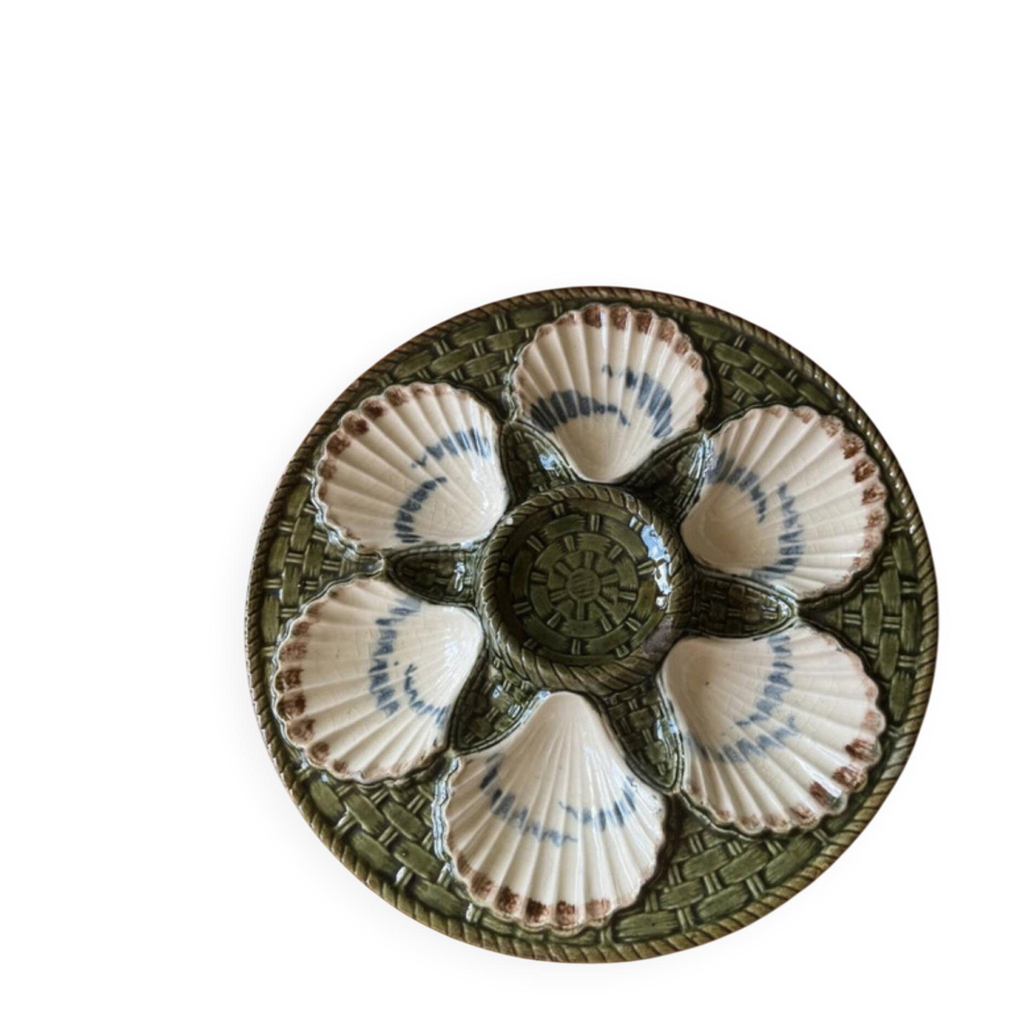 Rare green Longchamp oyster plate