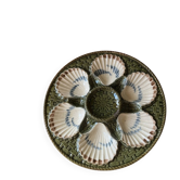 Rare assiette à huîtres Longchamp verte