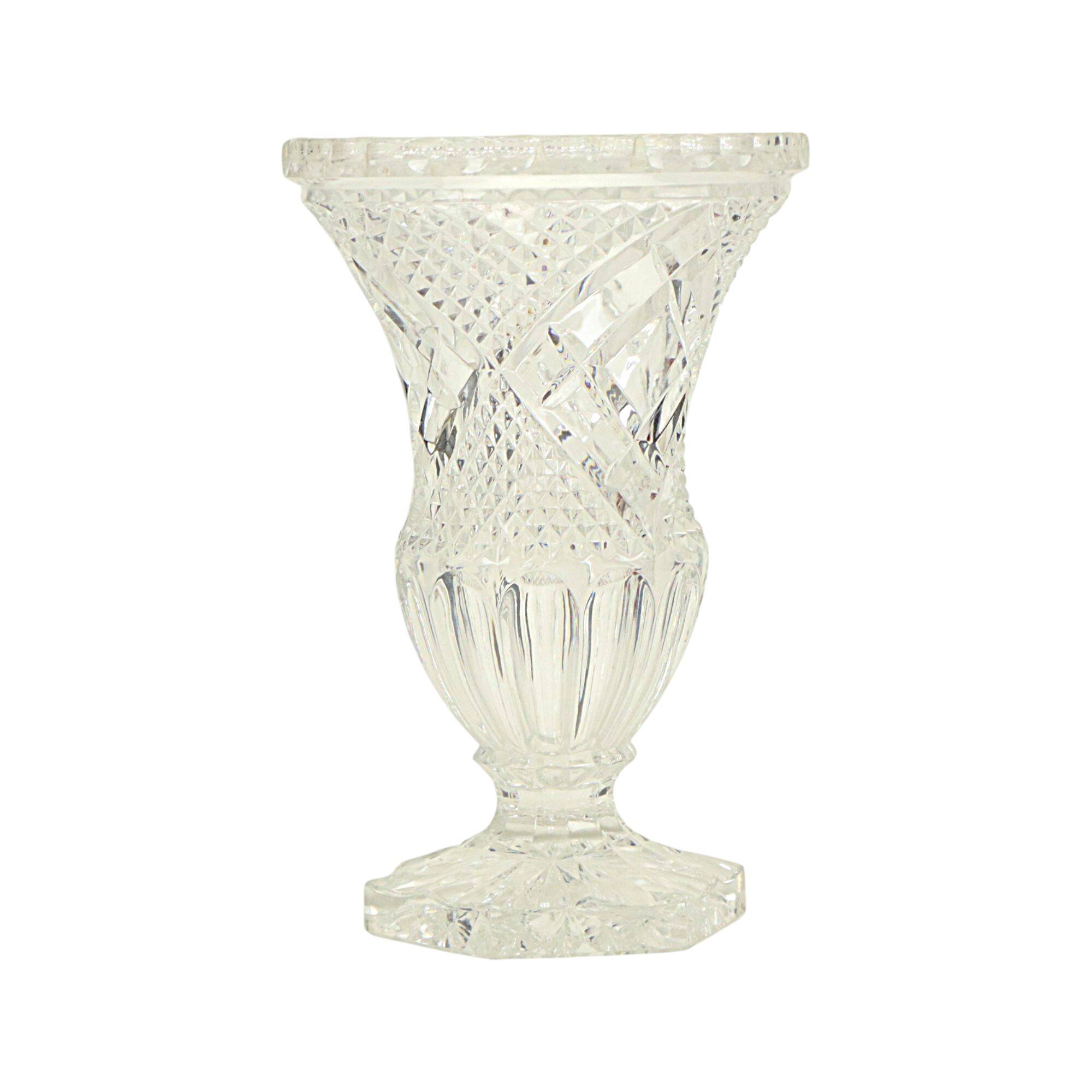 Vintage Vase Bohemian Crystal Diamond Pattern Medici 23cm