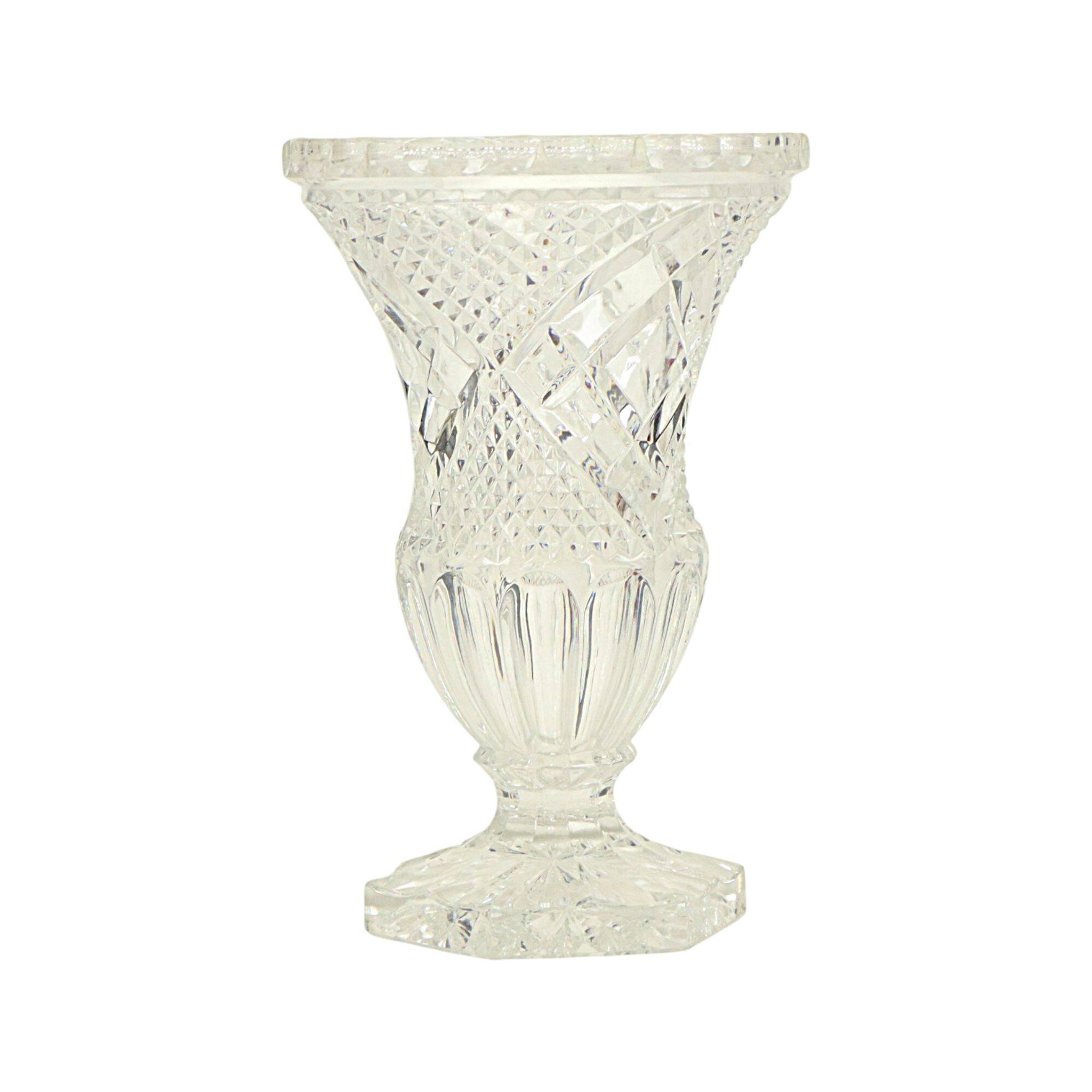 Vintage Vase Bohemian Crystal Diamond Pattern Medici 23cm