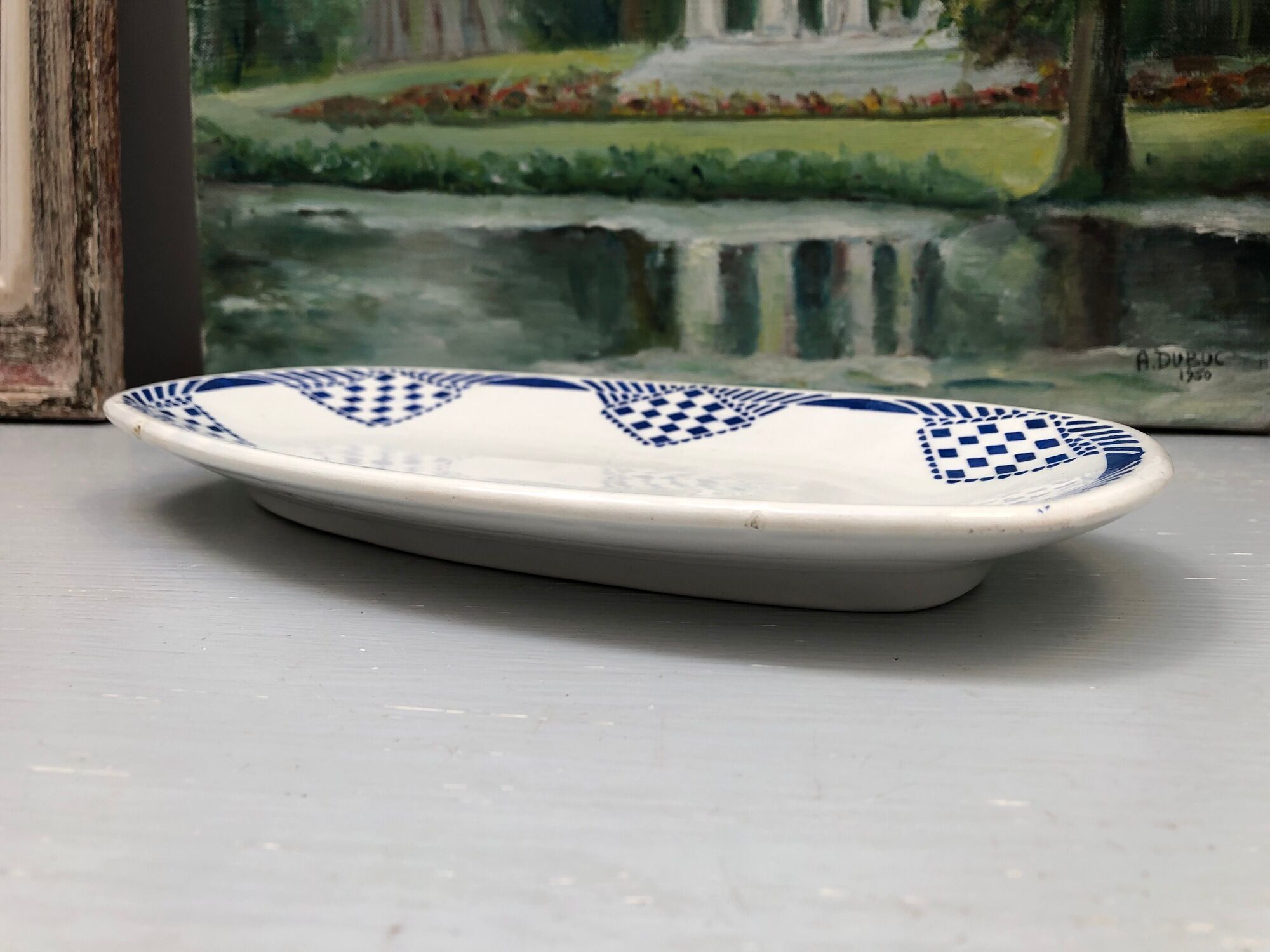 Ravier dish signed Moulin des loups Hamage Orchies Nord France model Pantin