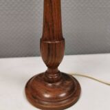 Old Danish table lamp in turned dark wood