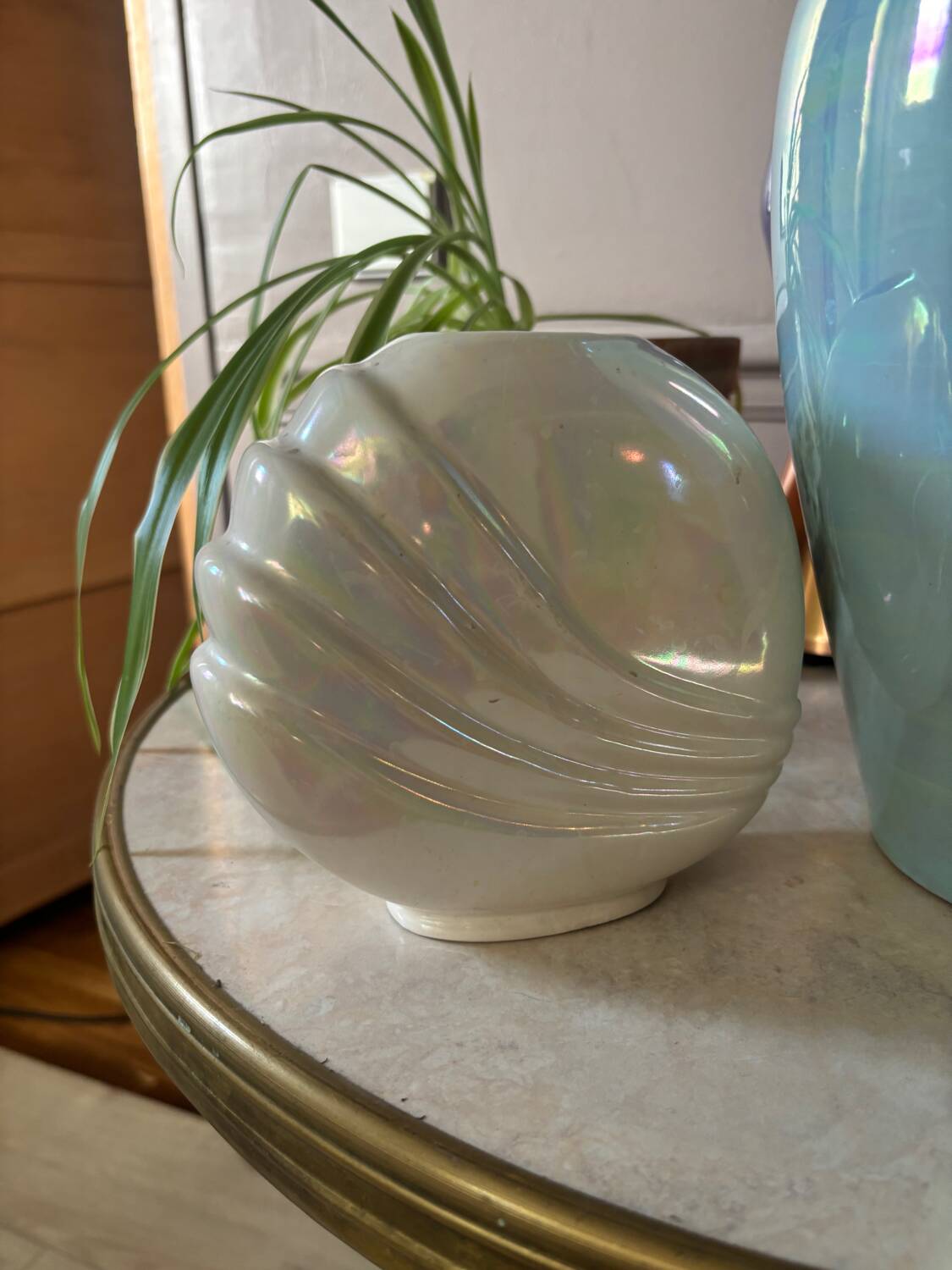 Vase art deco irisé années 80