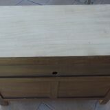 Low cabinet with two doors, a large drawer and its top which lifts up in solid wood
