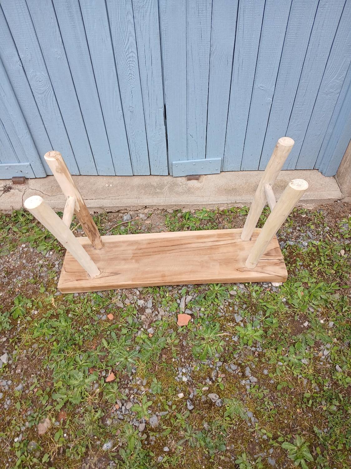 Small bench in raw solid wood