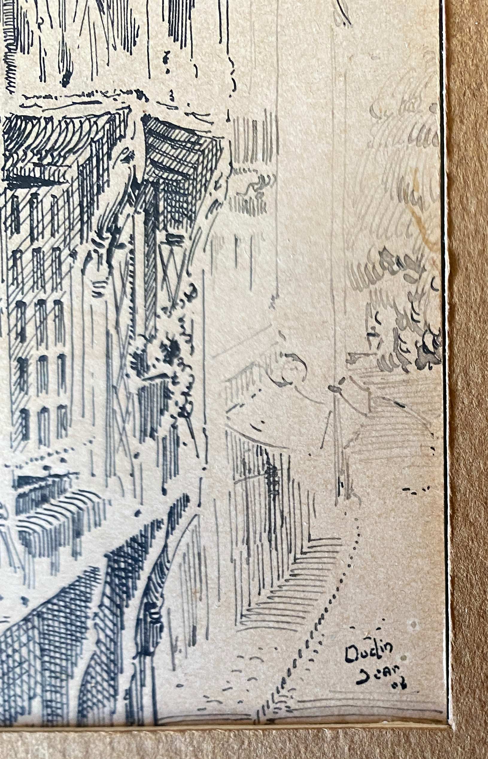 Painting pair of original pen ink seen by blois jean oudin