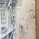Painting pair of original pen ink seen by blois jean oudin