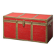 Vintage metal chest with red leather covering, 1950s