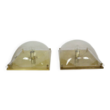 Pair of 80s sconces, white spiral decoration.