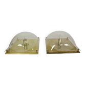 Pair of 80s sconces, white spiral decoration.