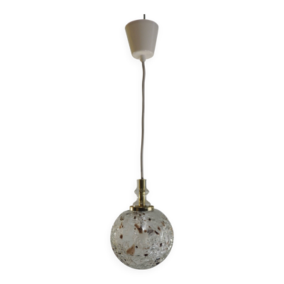 Lampe suspendue Doria Leuchten, globe en verre de Murano texturé et laiton,