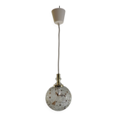Doria Leuchten pendant lamp, textured Murano glass globe and brass,