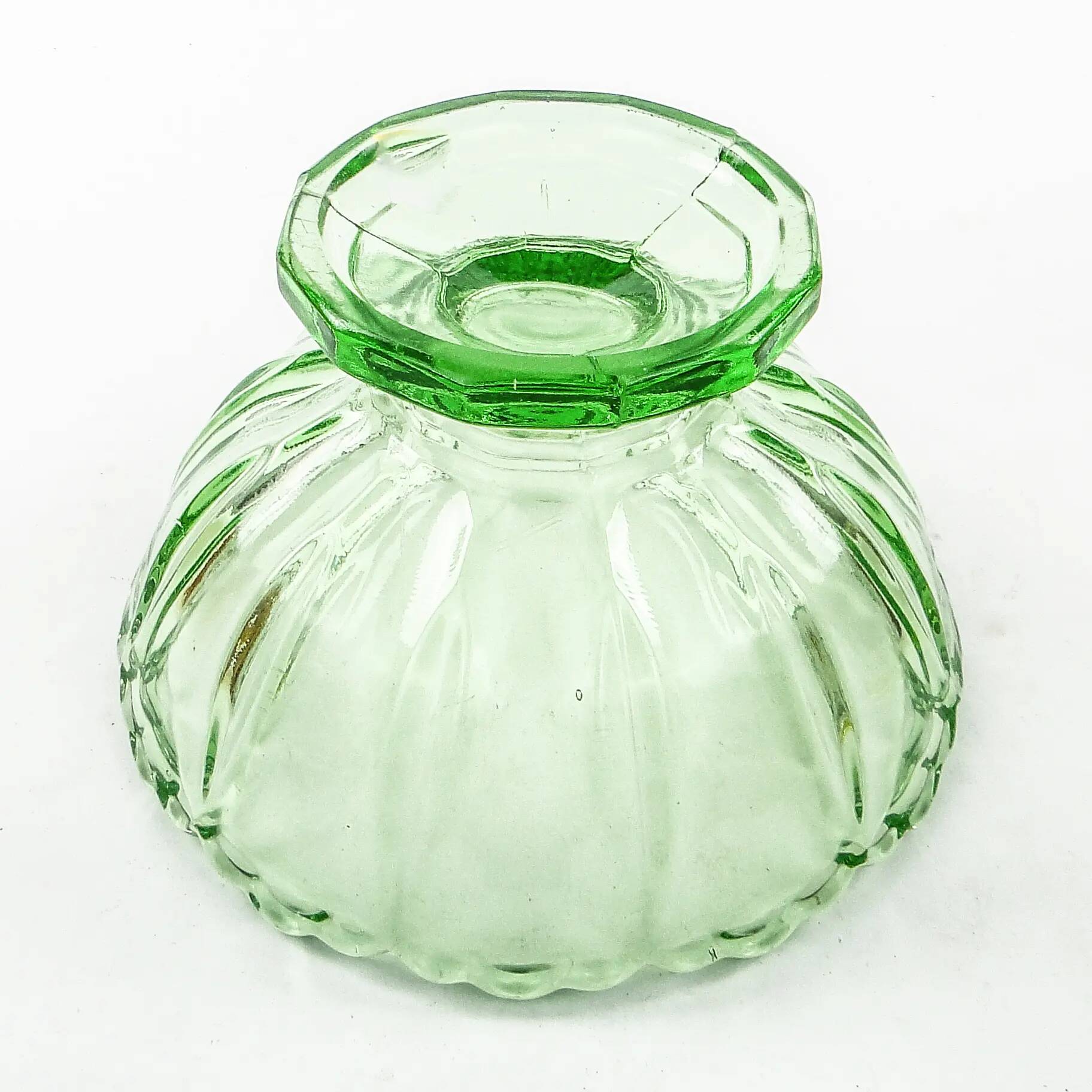 Ring Around fruit bowl, mid-century modern, pressed glass, Ząbkowice, Poland, 1950s