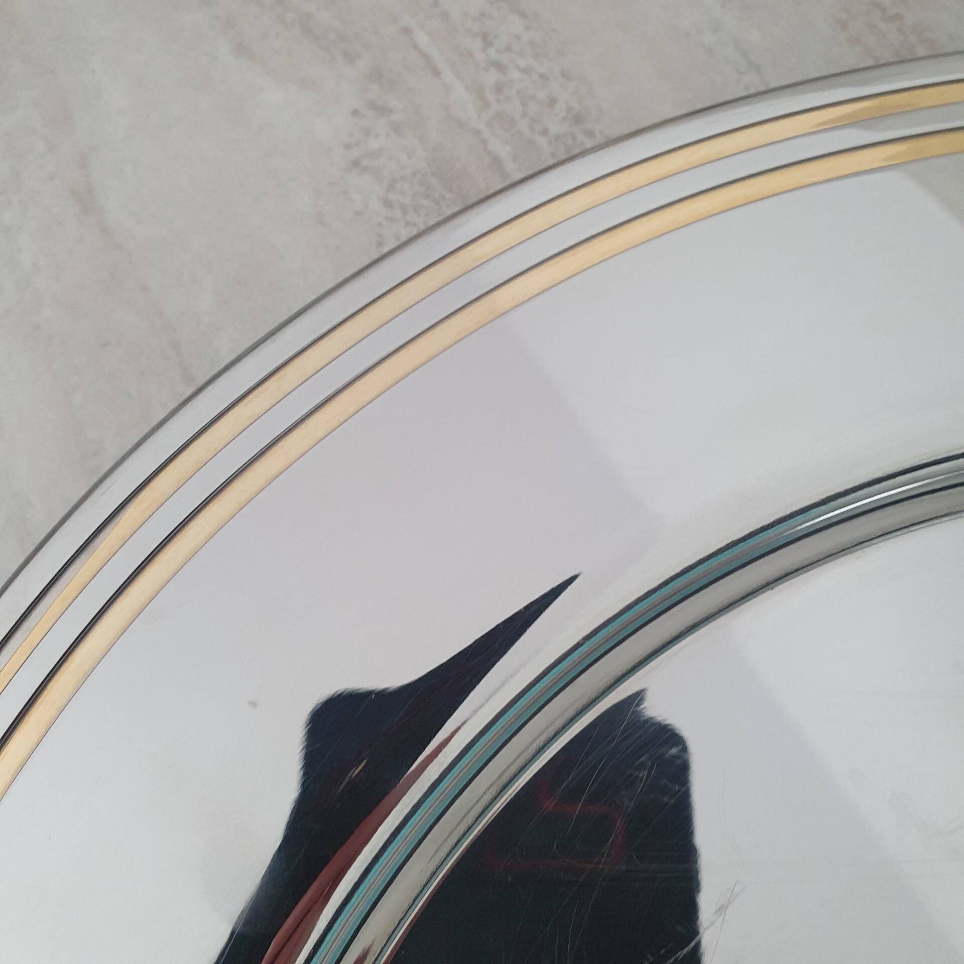 Alessi Ettore Sottsass / Serving plate stainless steel 18/10 and gold NG5100