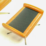 Matador swivel leather chair with ottoman by Aage Christiansen for Erhardsen & Andersen, 1960s