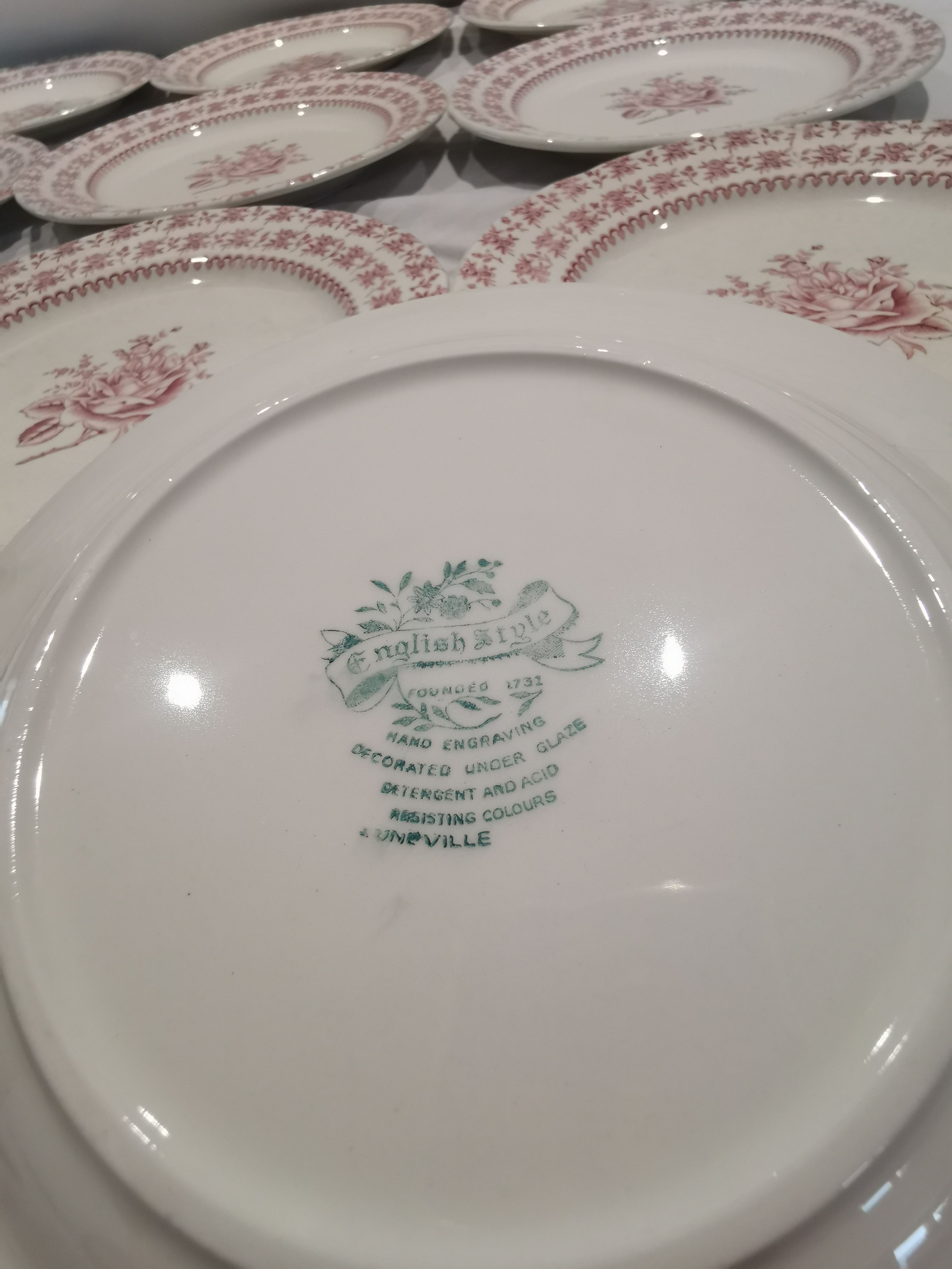 Set of 11 old Lunéville dessert plates