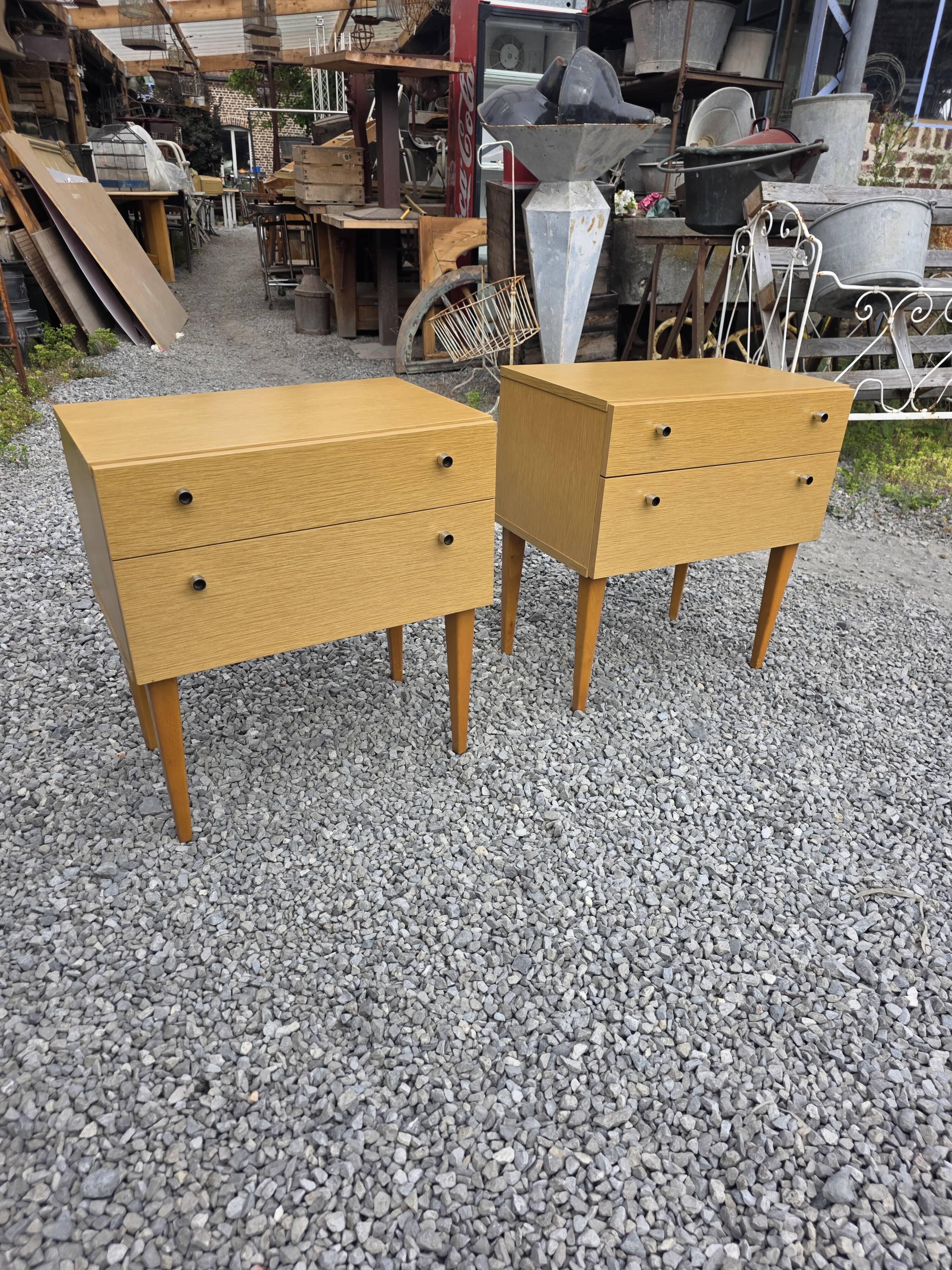 Pair of Scandinavian oak bedside tables from the 1960s.