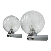 Set of 2 wall lamps sconce bubble glass, 1970s space age