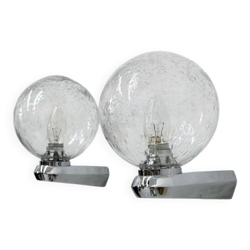 Ensemble de 2 appliques murales en verre bulle, années 1970, style space age.