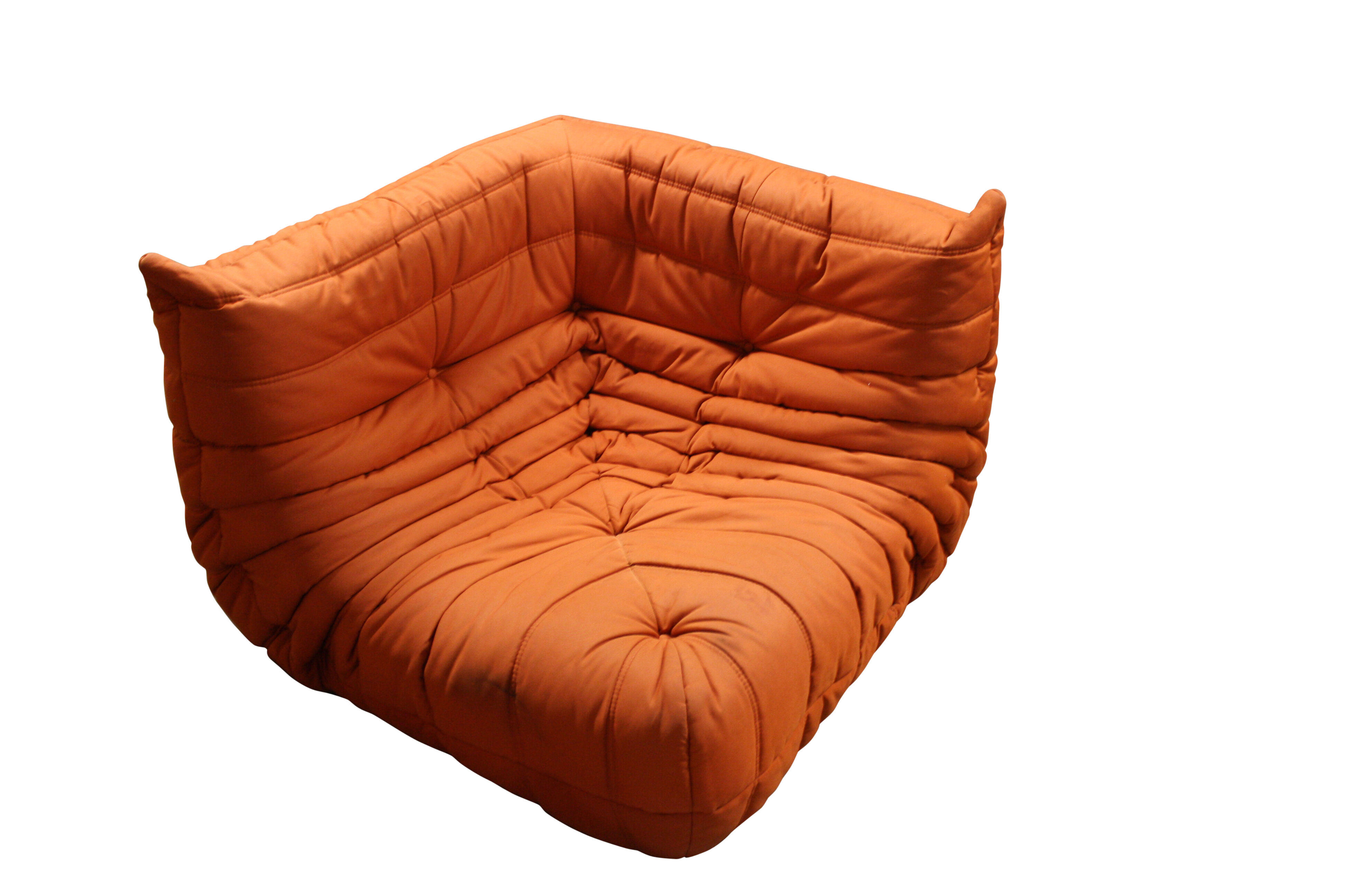 Modular 3 piece orange sofa by Michel Ducaroy for Ligne Roset