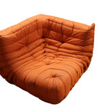 Modular 3 piece orange sofa by Michel Ducaroy for Ligne Roset