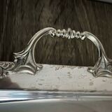 Large old stainless steel tray with stylish handles