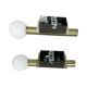 Pair of Lucky Brilliant wall sconces, brass and white globes, Art Deco styl