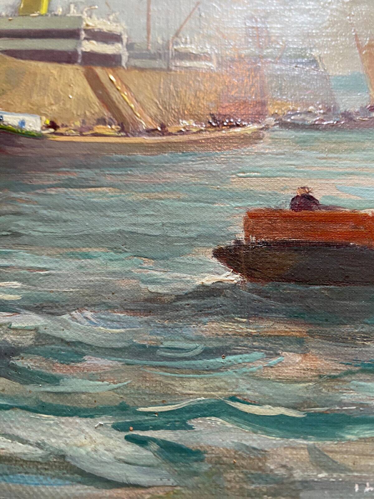 HSP Marine Orientalist port boat signed around 1950 + frame