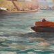 HSP Marine Orientalist port boat signed around 1950 + frame