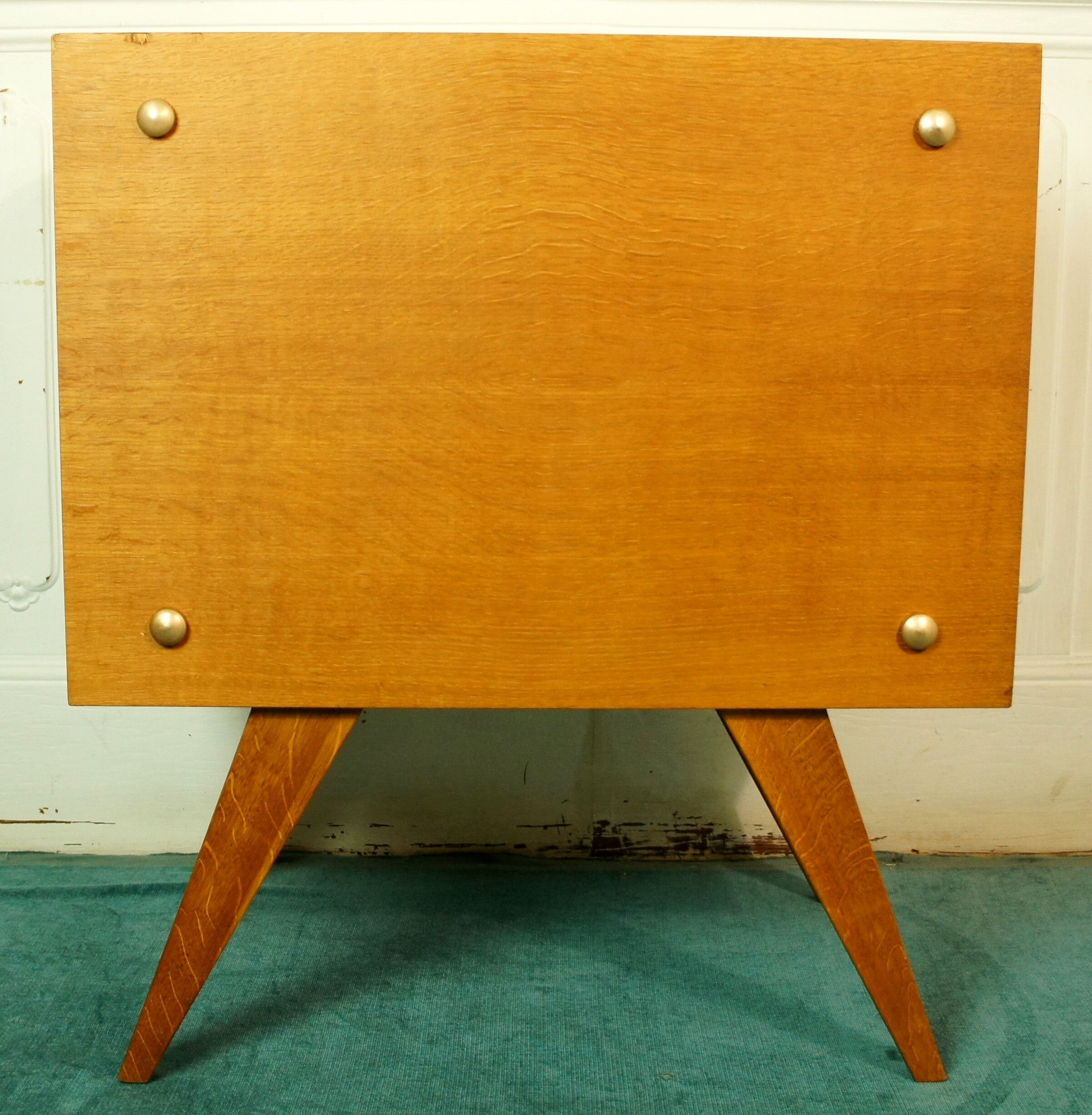 Golden oak compass stand & speaker cabinet 1960