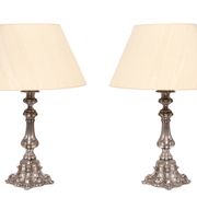 Stunning set of Rococo Silver Plated table lamps 1920s