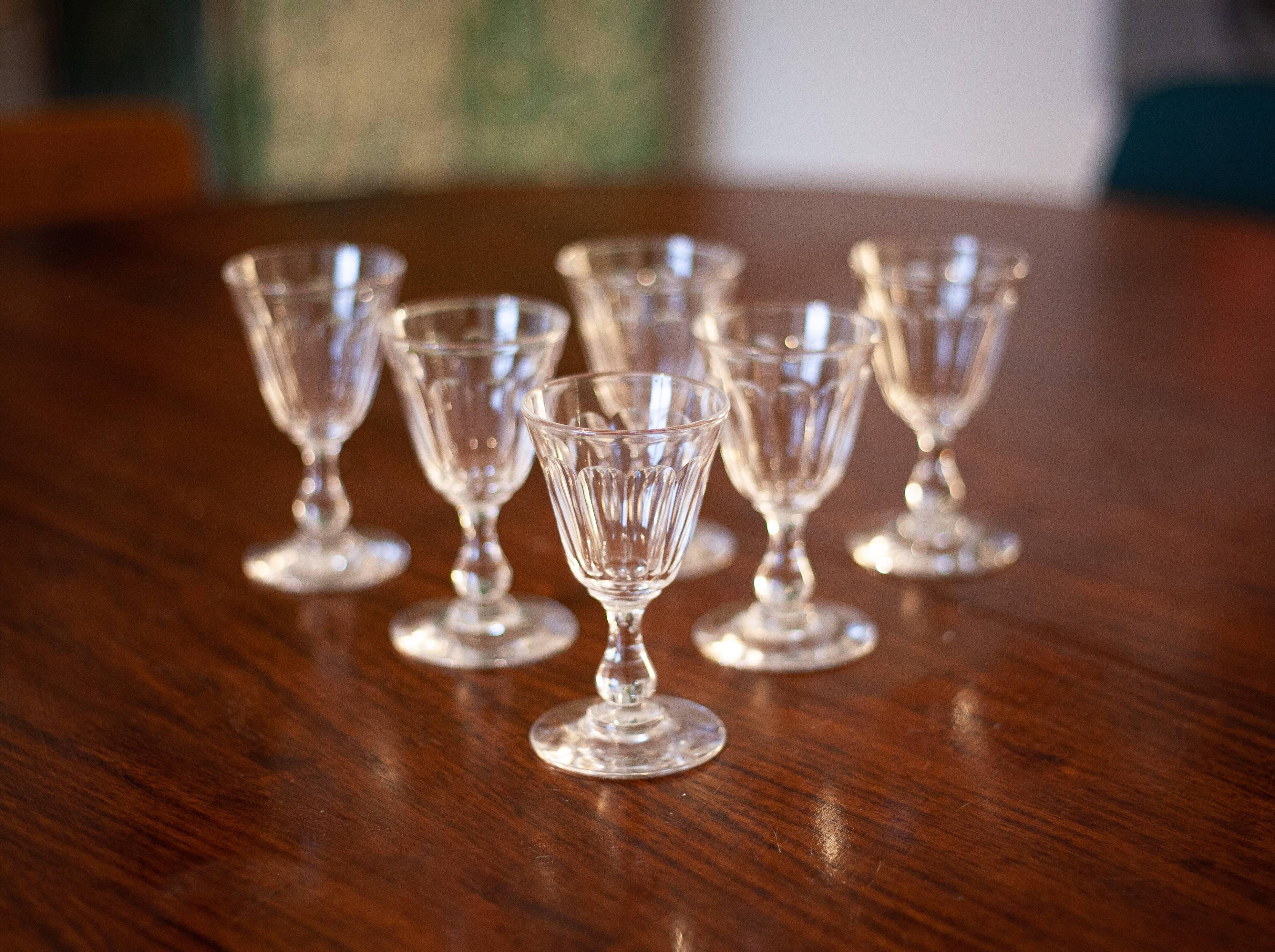 6 glass of crystal wine Saint-Louis style, 1900 era