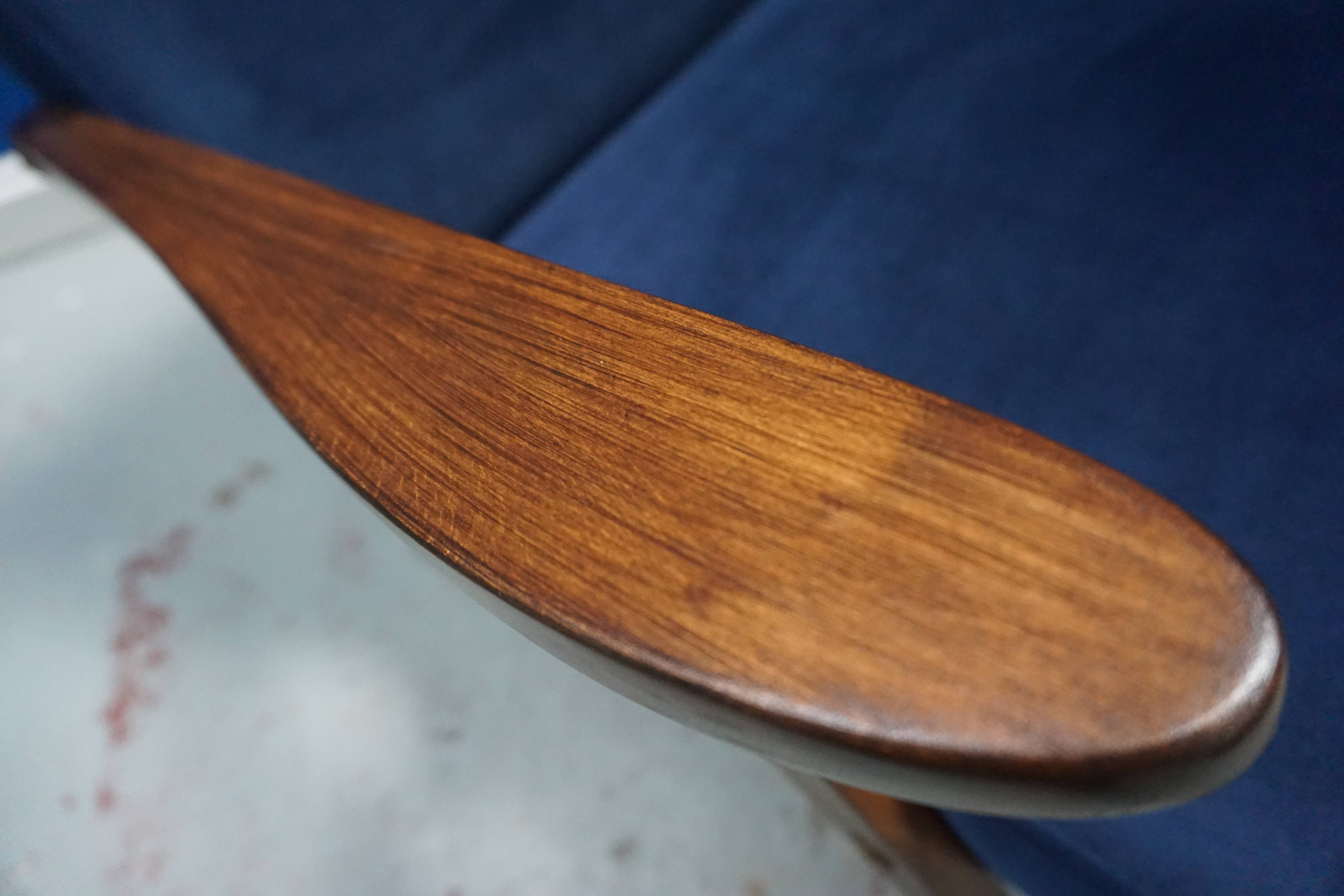 Mid century modern easy chairs from 1960's in navy blue velvet, set of 2