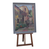 Oil on isorel village Corsica