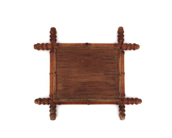 Petit miroir mural en bois tourné façon faux bambou, années 30