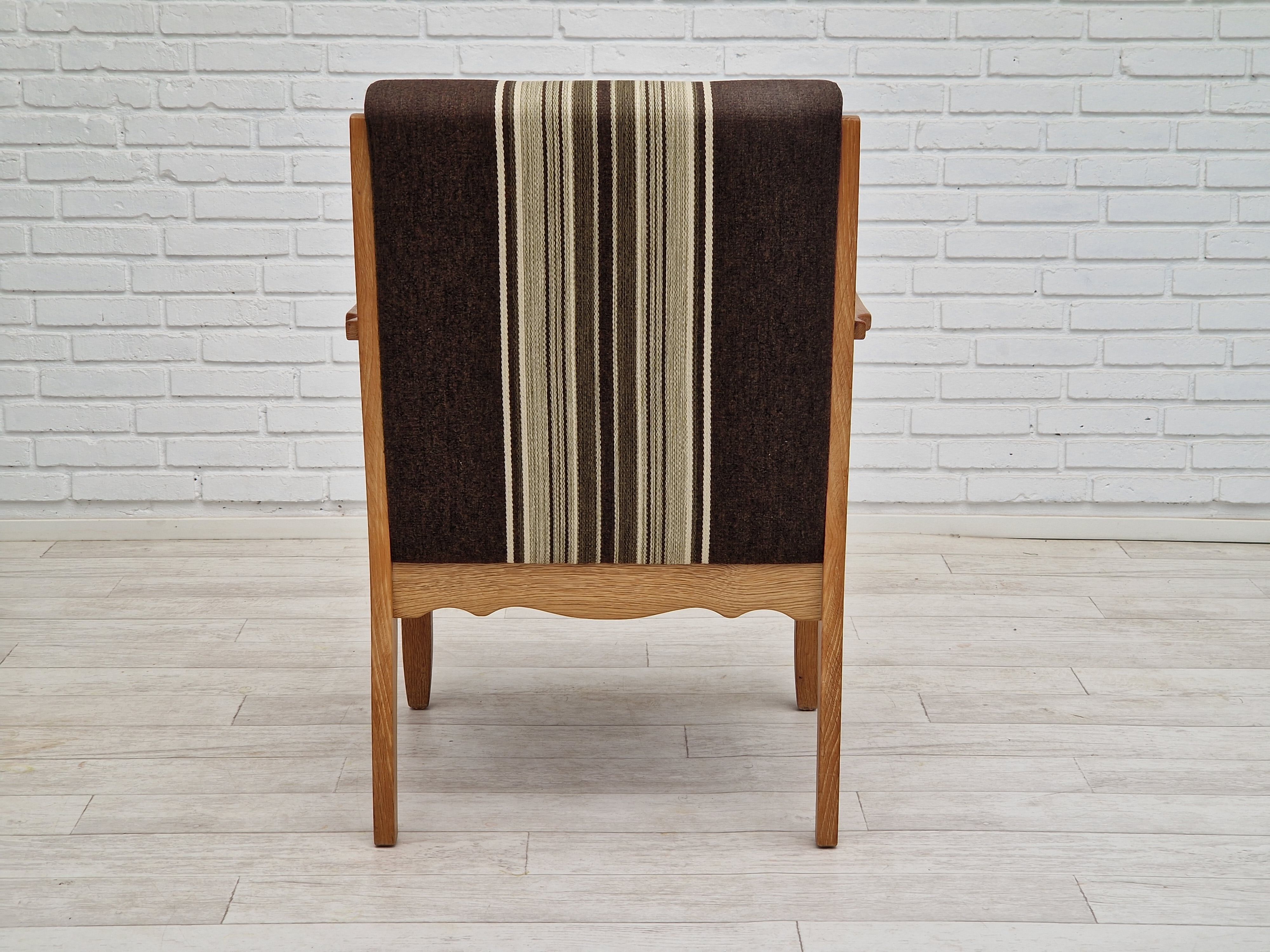 1970s, Danish design, oak wood armchair in furniture wool.