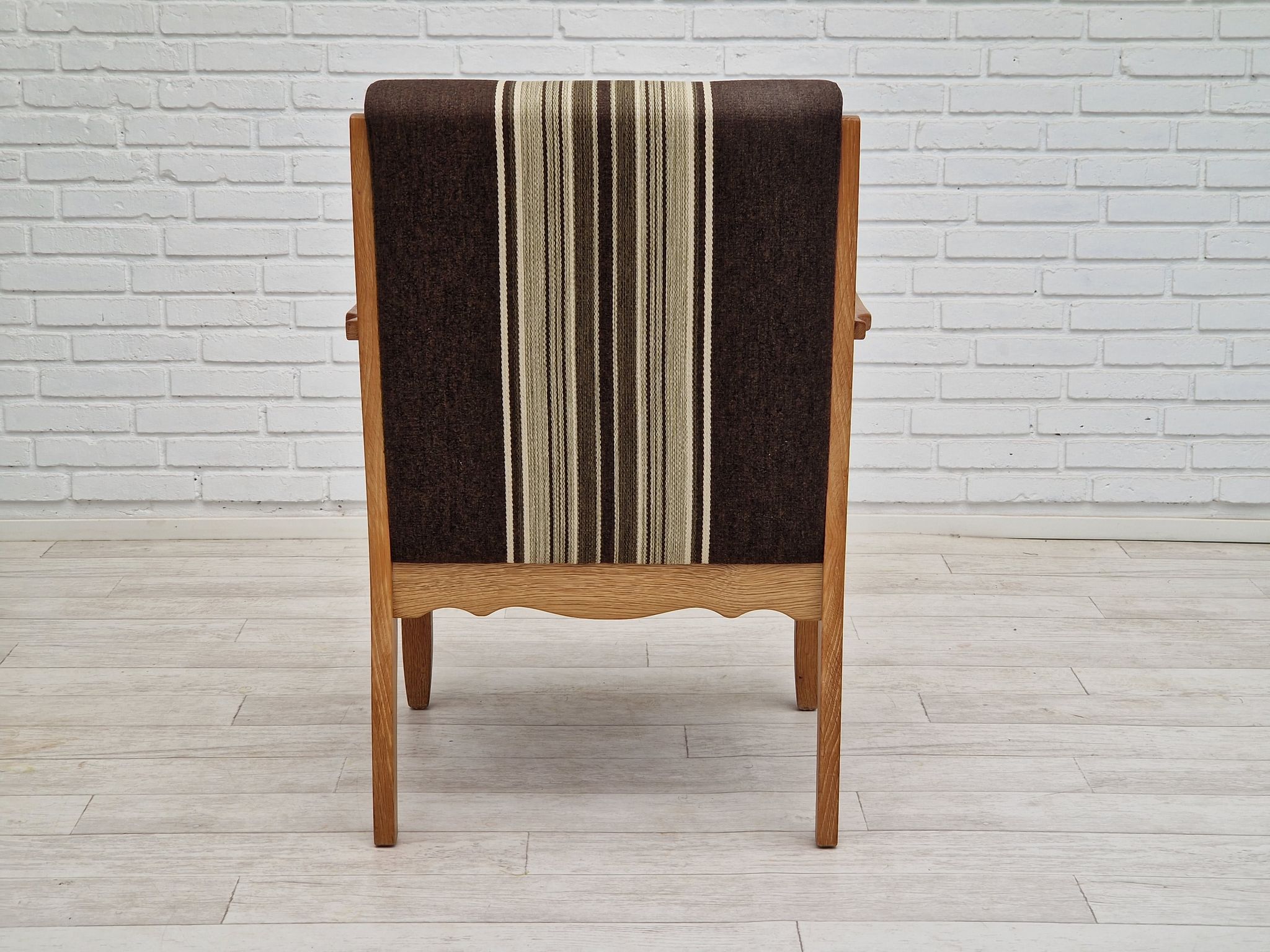 1970s, Danish design, oak wood armchair in furniture wool.