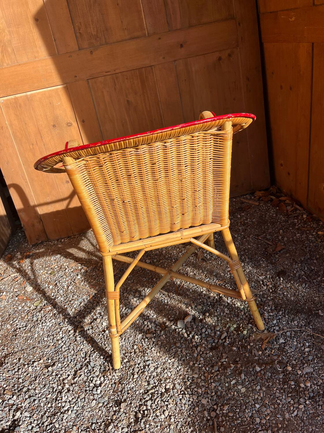 Vintage rattan and wicker armchair 1950/60