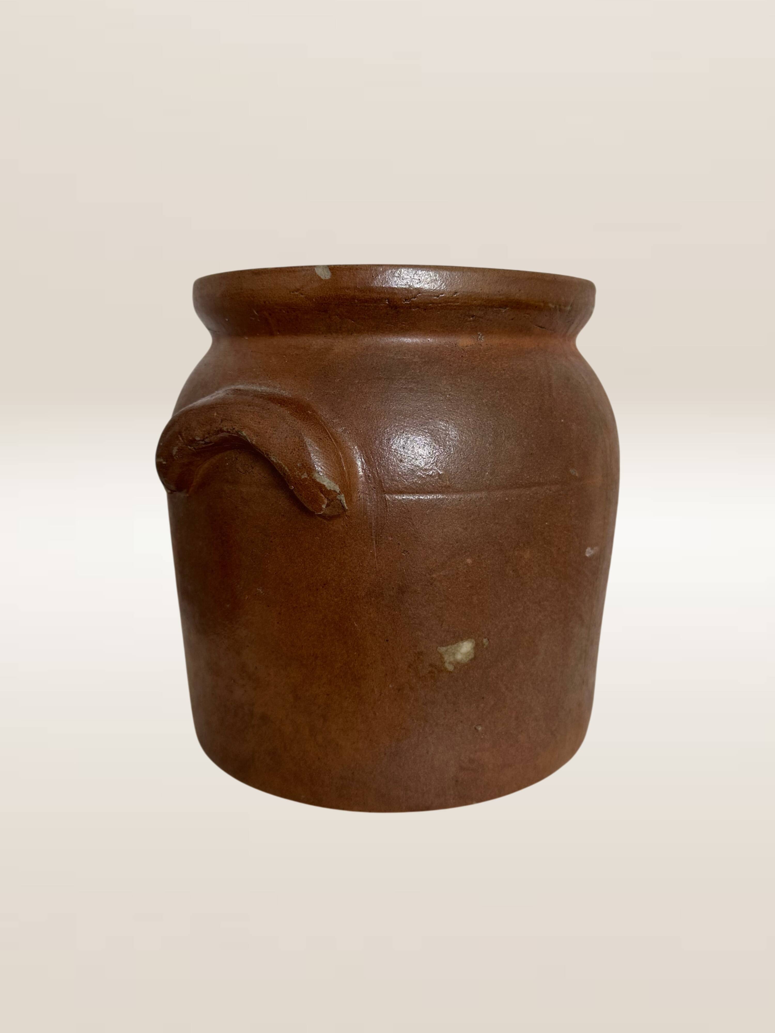 Pot à graisse en grès brun brut