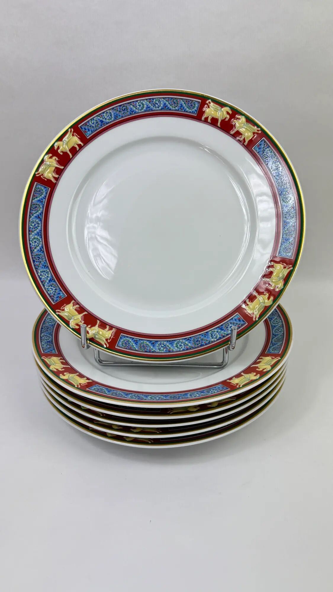 Raynaud Limoges set of 6 large flat plates 26cm model Pegasus