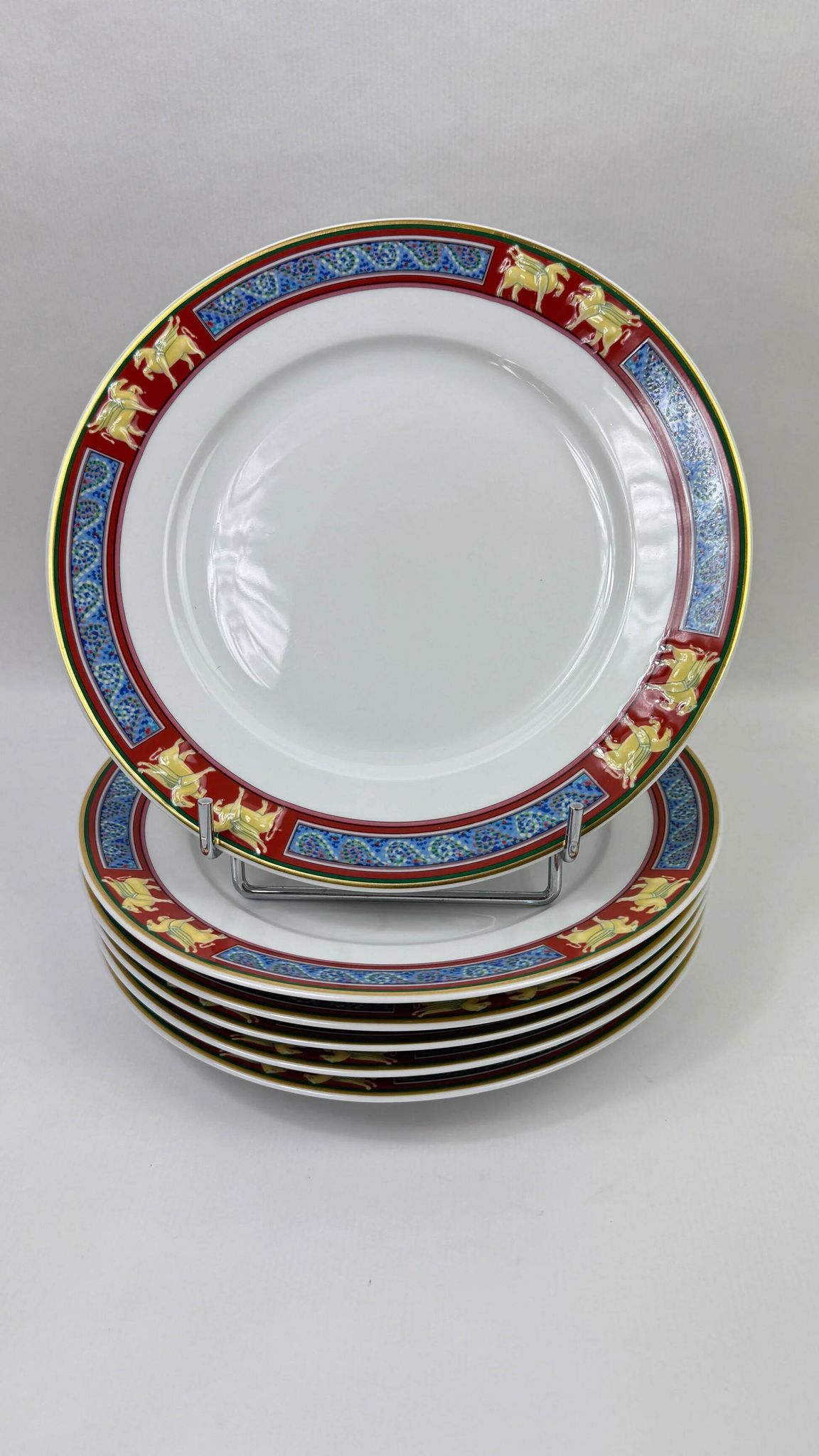 Raynaud Limoges set of 6 large flat plates 26cm model Pegasus