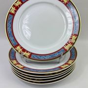 Raynaud Limoges set of 6 large flat plates 26cm model Pegasus