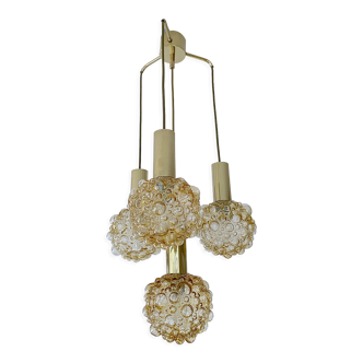 Vintage suspension lamp Limburg, Bubble Glass & Brass, 70s