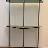 Vintage smoked glass corner shelf