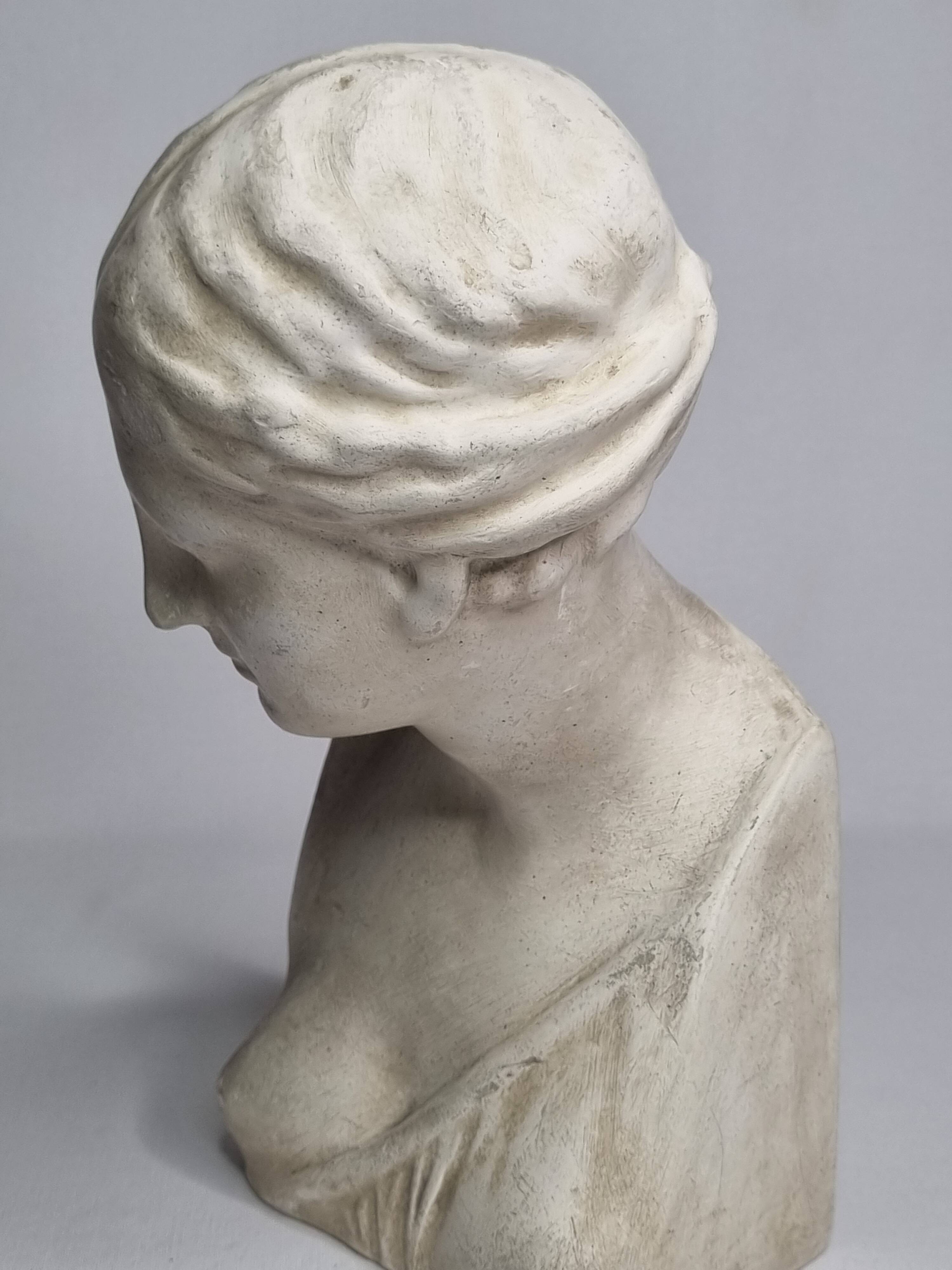 Antique goddess bust in patinated plaster, old, 27 cm