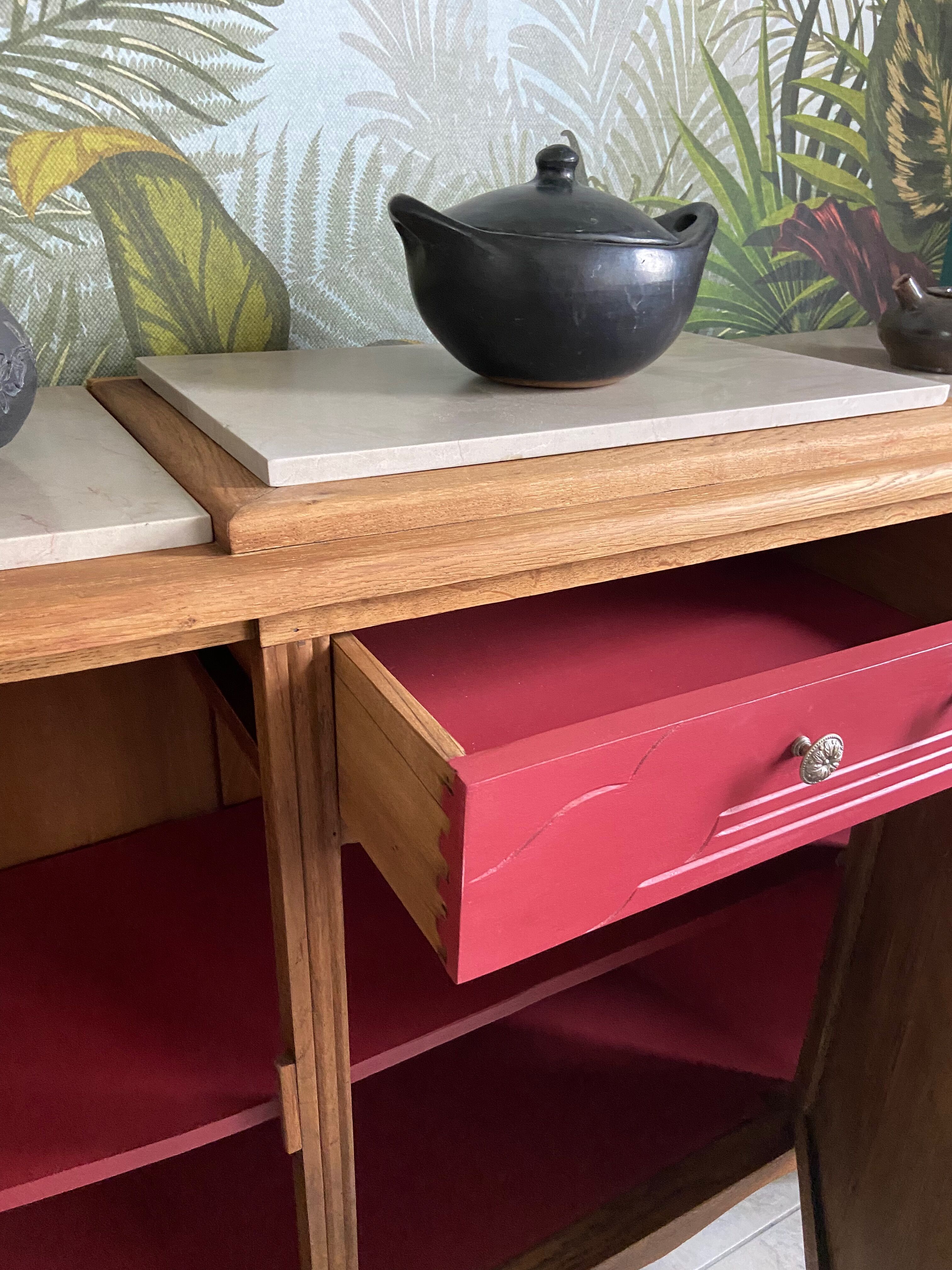 Raspberry art deco buffet