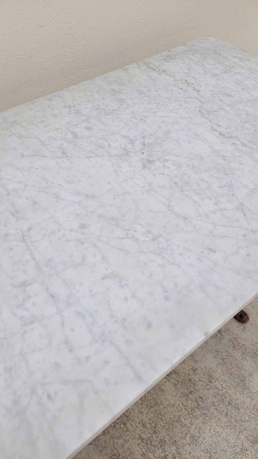 Restaurant bistro table in marble and cast iron signed godin